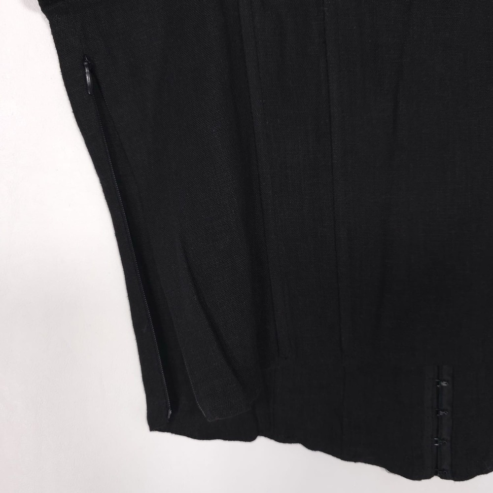 NWT NIA Women's Corset Size L Domenico Black LINEN Blend Top Tie Sleeve NT-1156 - Picture 9 of 11